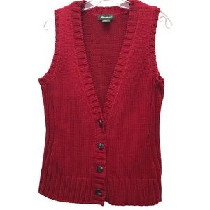 Eddie Bauer Women's Size S Red V-Neck Button Up Vintage Sweater Vest